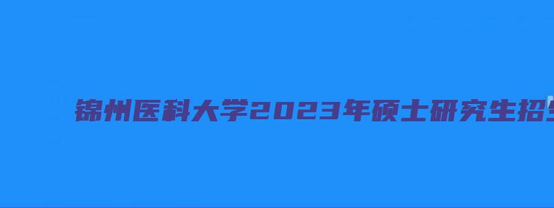 锦州医科大学2023年硕士研究生招生简章